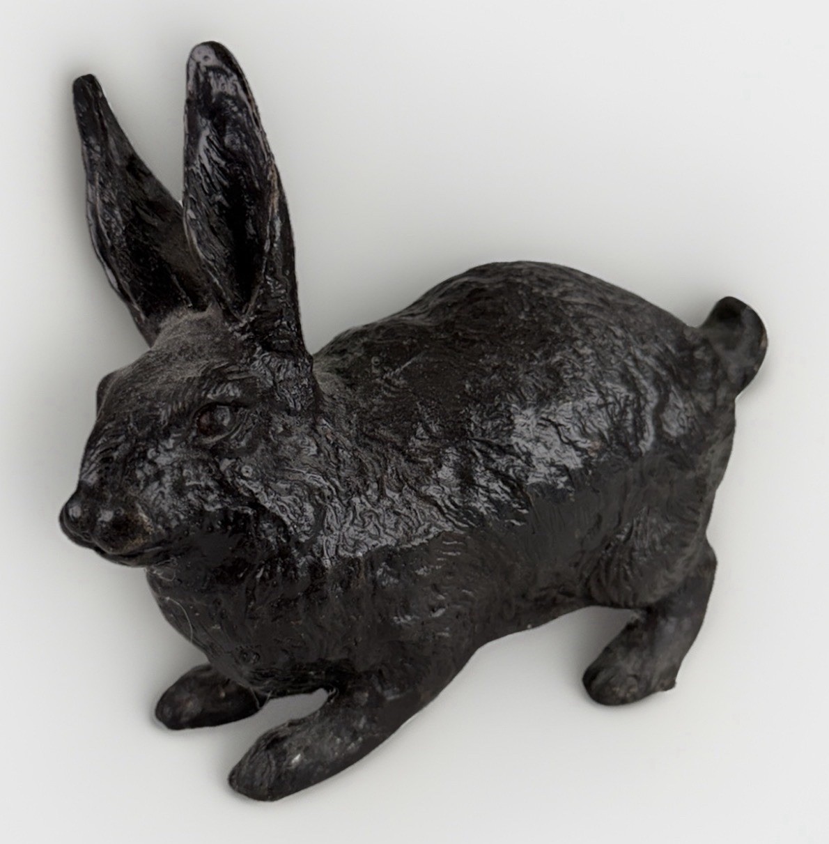 Antique Japanese Meiji Period Cast Bronze Rabbit Bunny Statue Highly Detailed