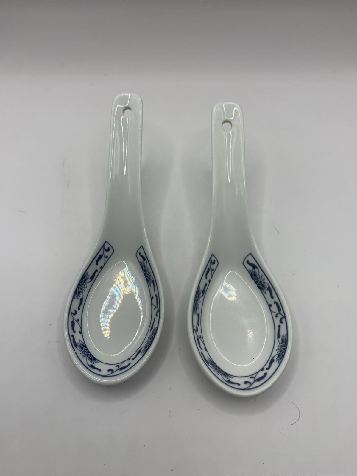 Pair of Cameo Lotus Flower Chinese Spoons
