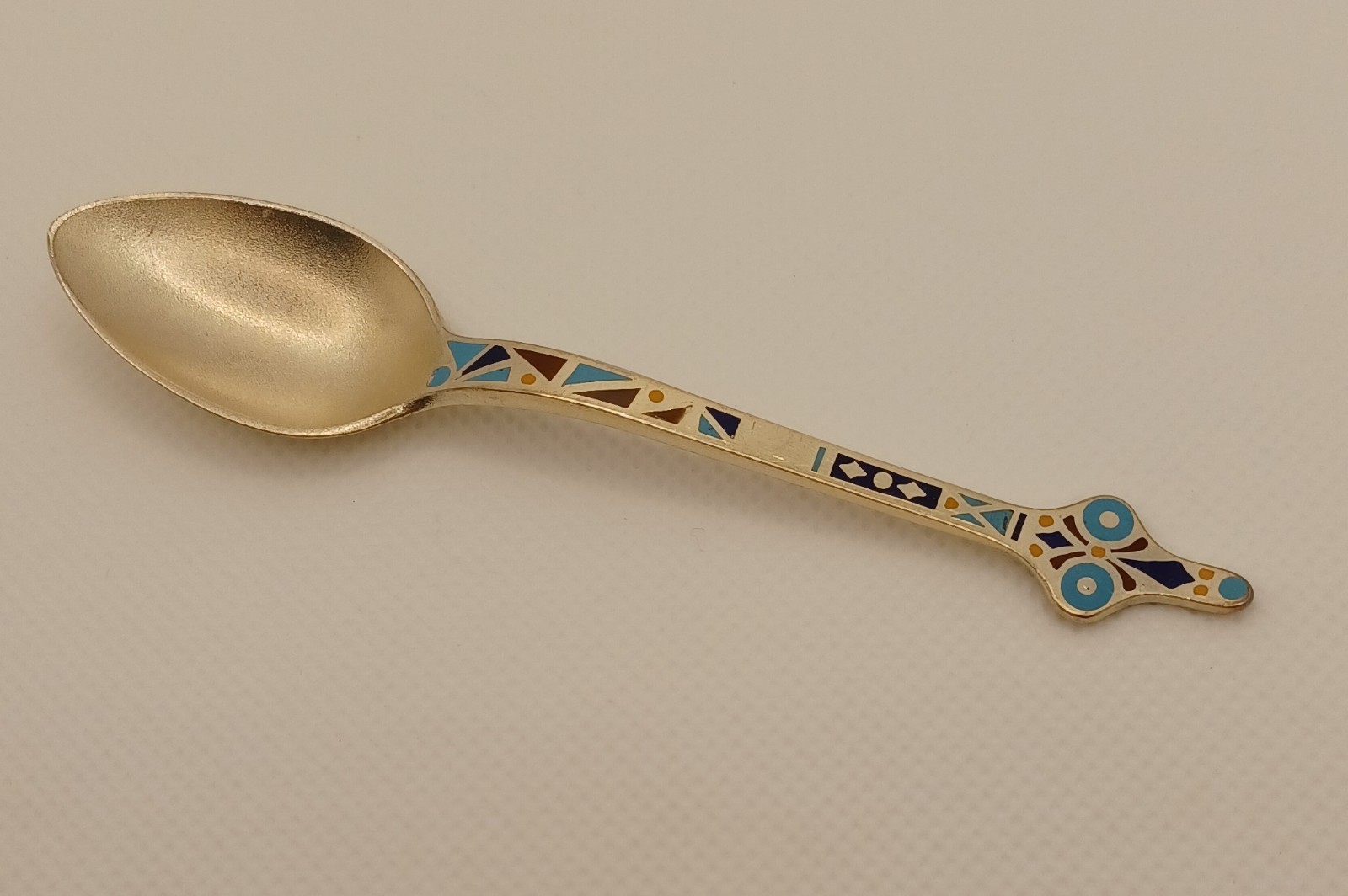 Gorham Sterling Silver Enameled Champleve Goldwashed Demitasse Spoon 370 NO MONO