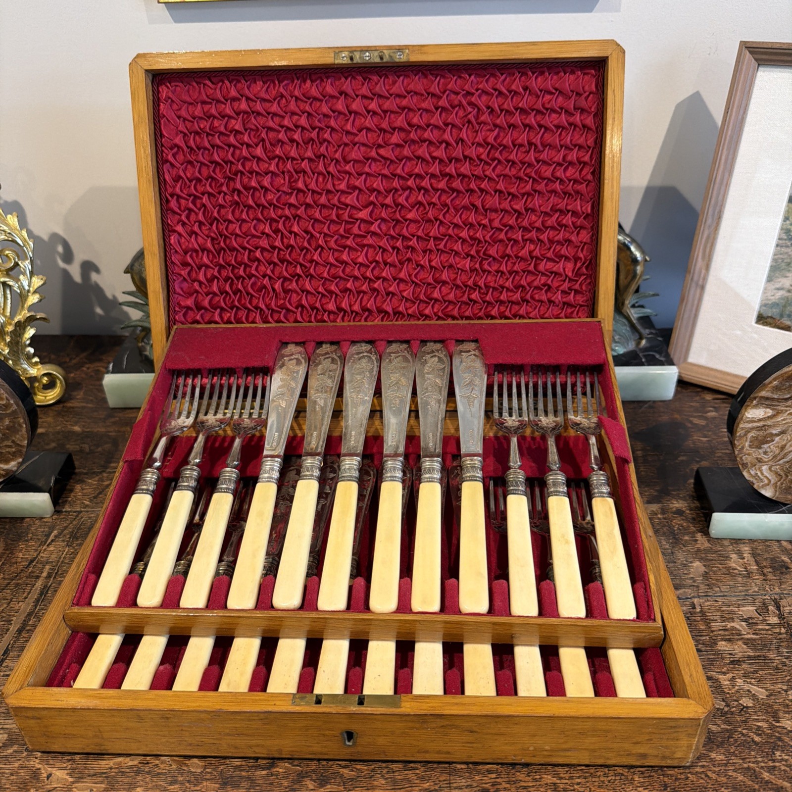 James Dixon & Son fish Knives And Forks Silver Plated , Collars 925 Silver