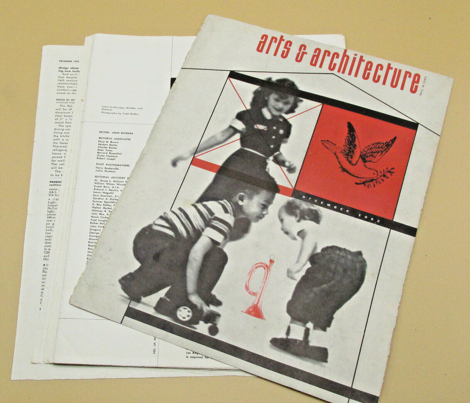 Original Issue Arts & Architecture Magazine December 1952 Loose Pages