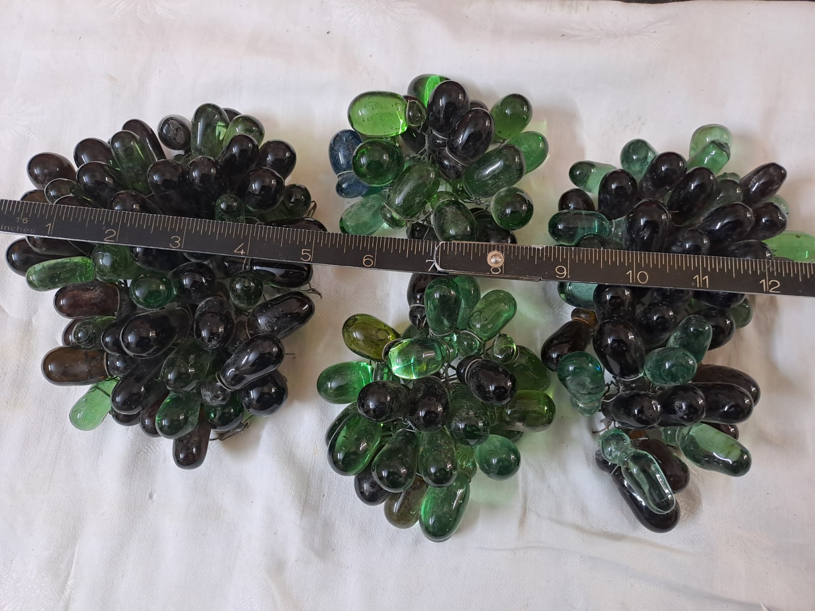 Vintage Blown Glass Grape Cluster 1.85 Kilo Chandelier Lamp Part Murano Style