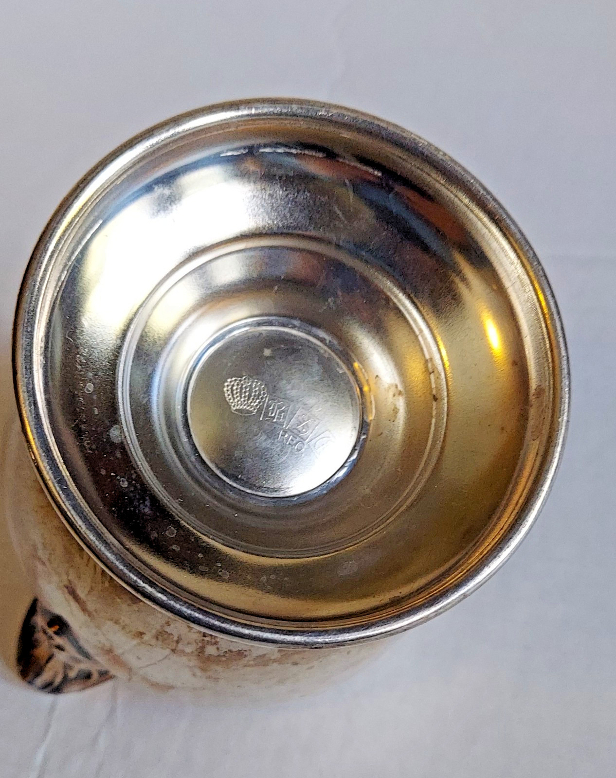 Vintage Silver on Copper Creamer – Footed base with Ornate Spout and Handle