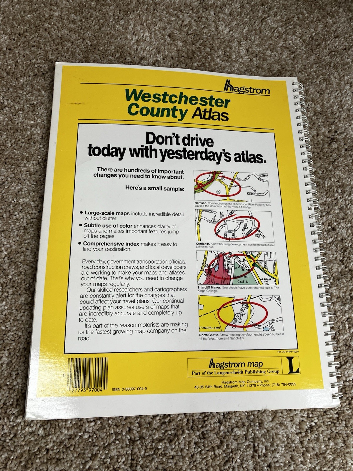 Hagstrom Westchester County NY Road Atlas Map 1992