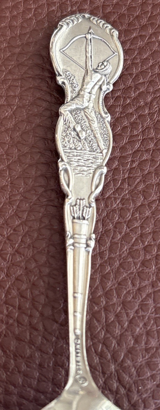 Auditorium Denver Colorado Indian Shooting Bow 5.25″ Sterling Souvenir Spoon 19g