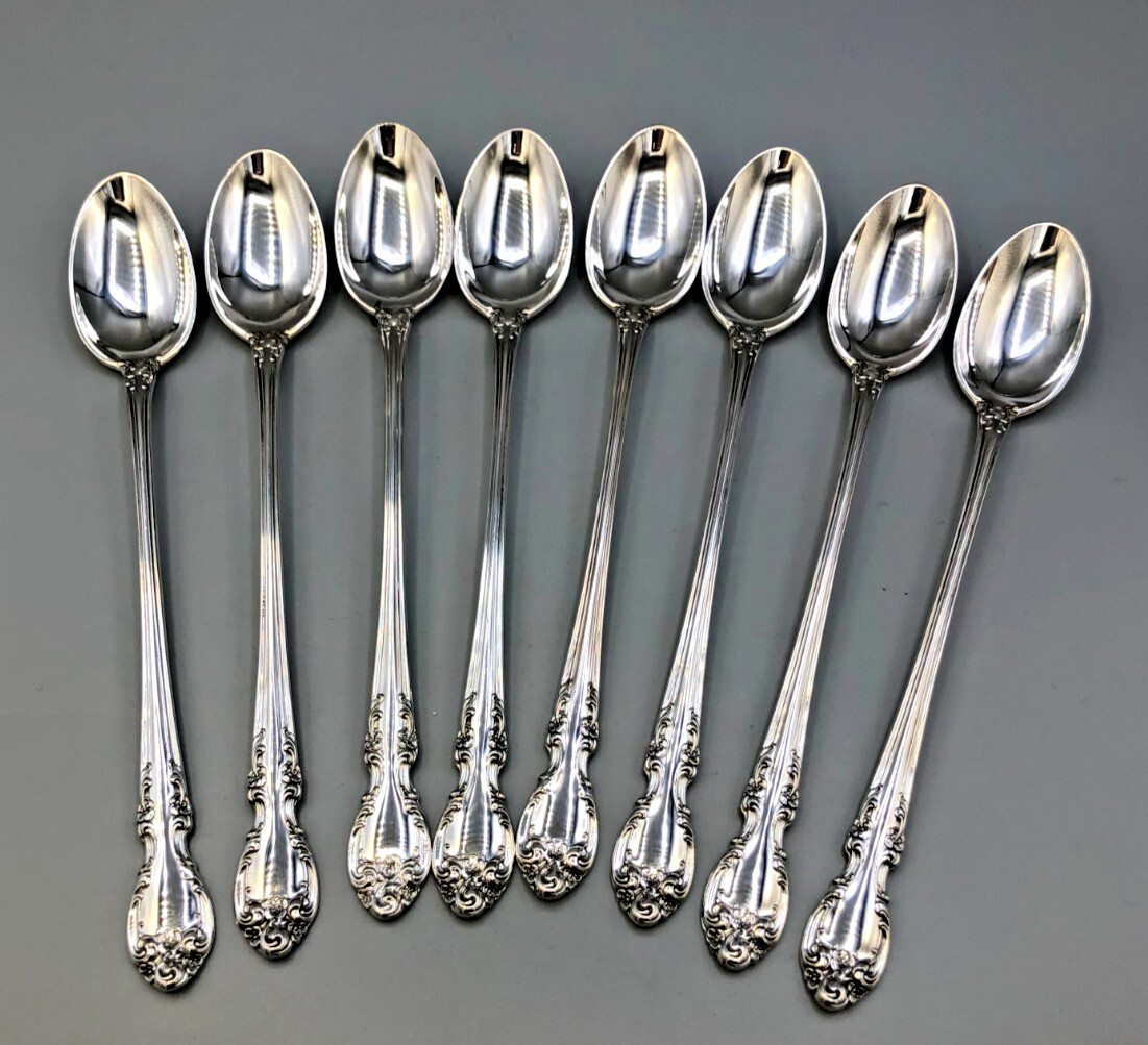 Melrose by Gorham set of 8 Iced Beverage Spoons 7 5/8″, Sterling Silver