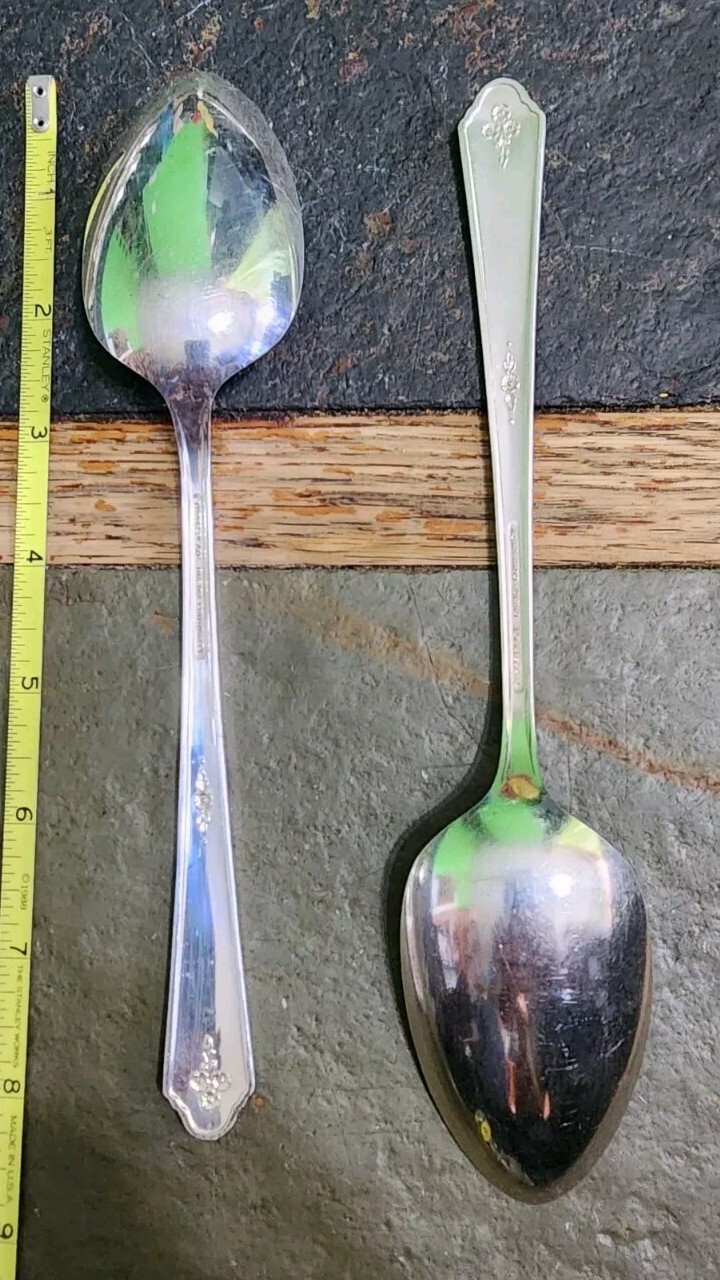 SET OF 2 MID CENTURY VTG 1948 SWEET BRIAR SILVERPLATED TABLE SERVING SPOONS🍲🥄