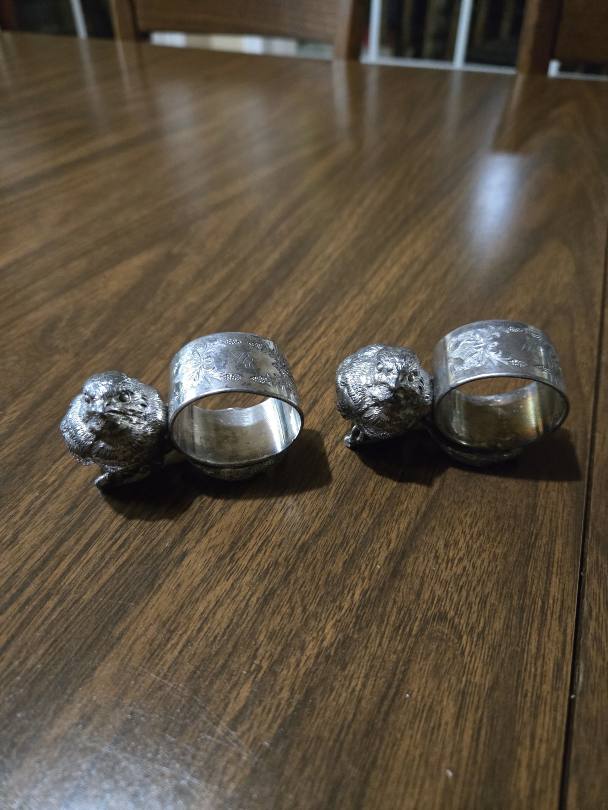 Rogers Smith & Co Meriden Silver Quadruple Chick Napkin Holder Matched Pair Rare