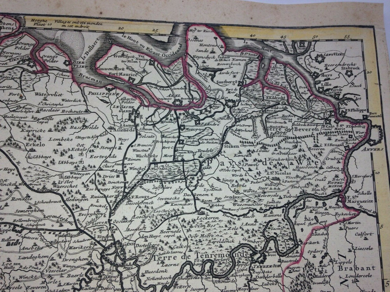 FLANDERS DATED 1704 GUILLAUME DELISLE LARGE ANTIQUE ENGRAVED MAP 18e CENTURY
