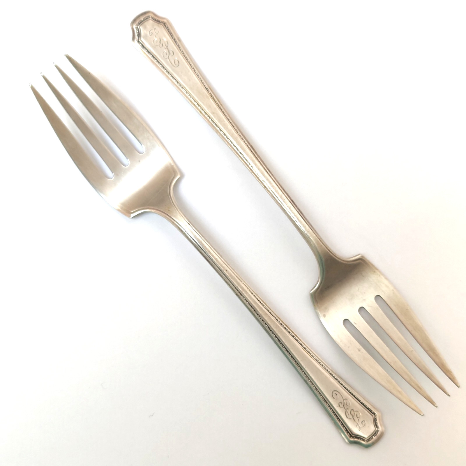 Towle Lady Constance Sterling Silver Salad Forks Pair 60g .925 Monogram FPC
