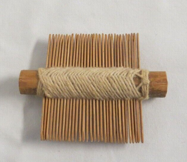 Primitive Handmade Wood Twine Folk Art Mustache Beard Comb from Africa