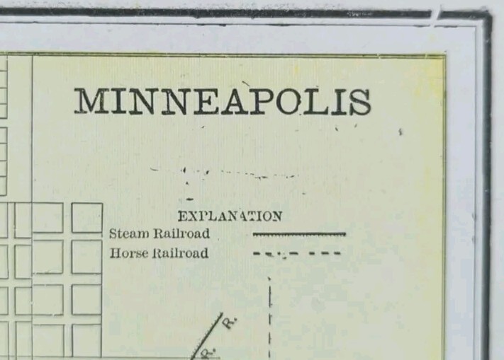 Vintage 1892 MINNEAPOLIS MINNESOTA Map 11″x14″ Old Antique Original HENNEPIN CTY
