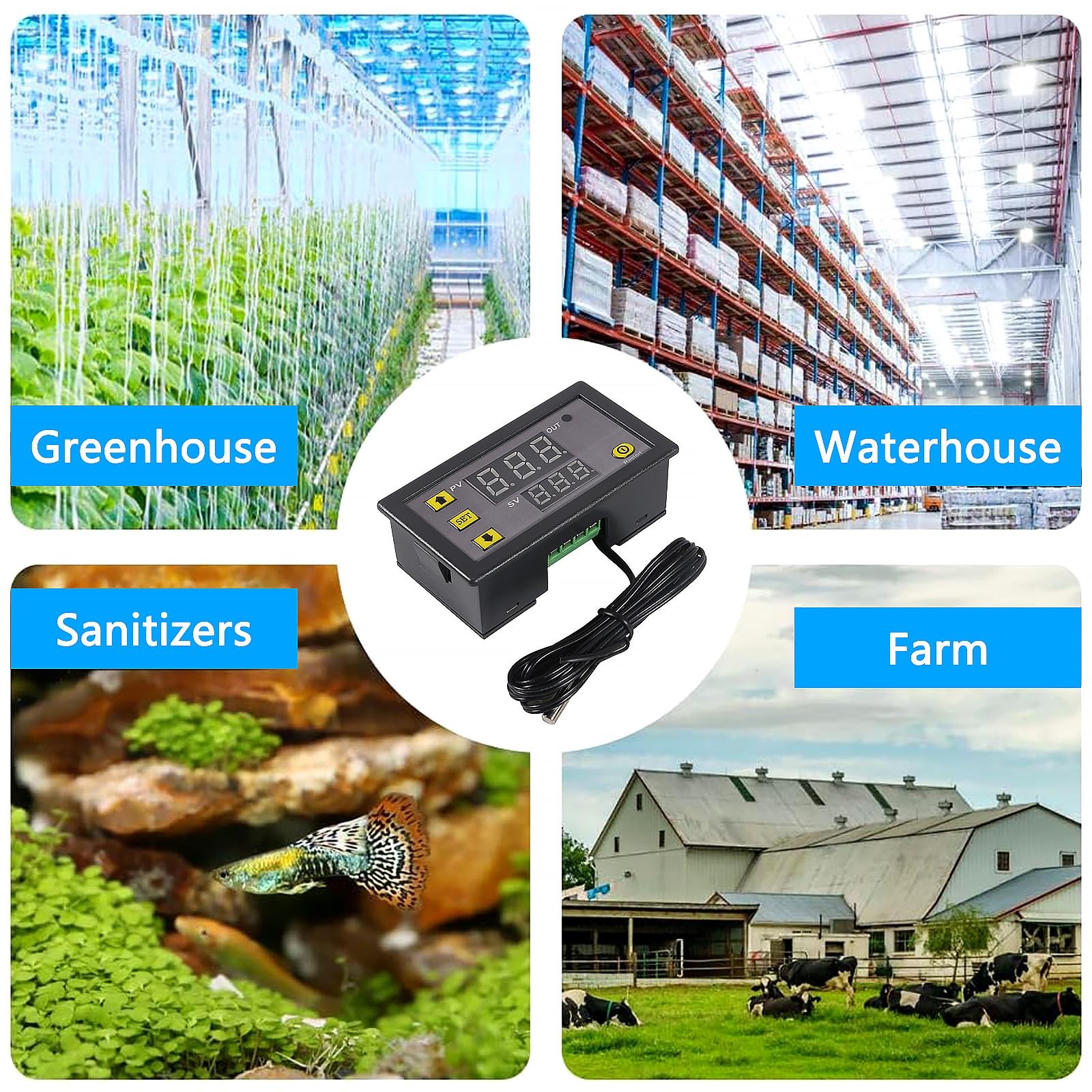 2pcs Digital Temperature Controller W3230 Digital LED Thermostat Switch with Wat