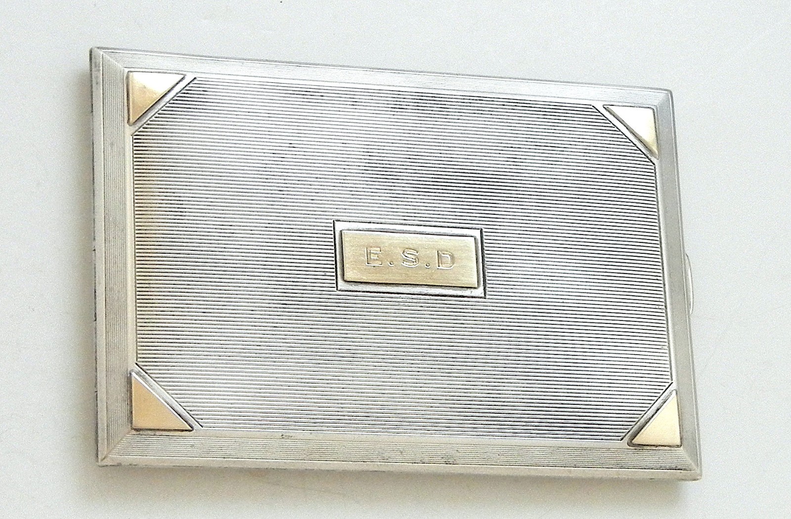 ANTIQUE ART DECO WATSON CO 14K GOLD & STERLING SILVER CIGARETTE CASE