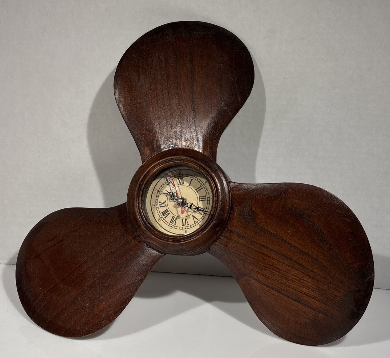 Vintage Nautical Wooden Ship Propeller Wall Clock Roman Numeral Maritime Decor