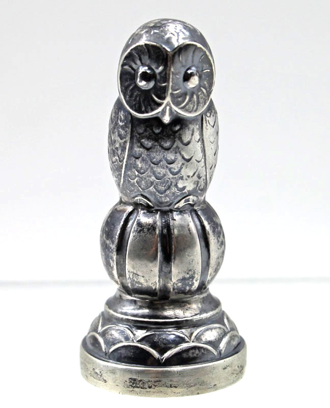 Georg Jensen GI Denmark Sterling Silver 925 Owl Bird Wax Desk Seal or Stamp 36B