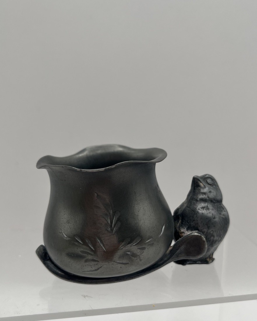 Darling Quadruple Plate Toothpick Holder W Bird & Wishbone Pewter