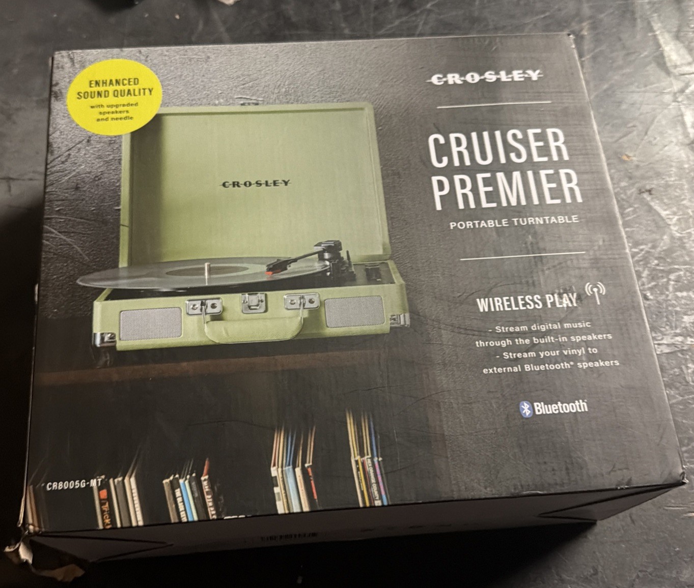 Crosley CR8005G-MT Mint Green Portable Record Player, Built-in Speakers, 3 Spee…