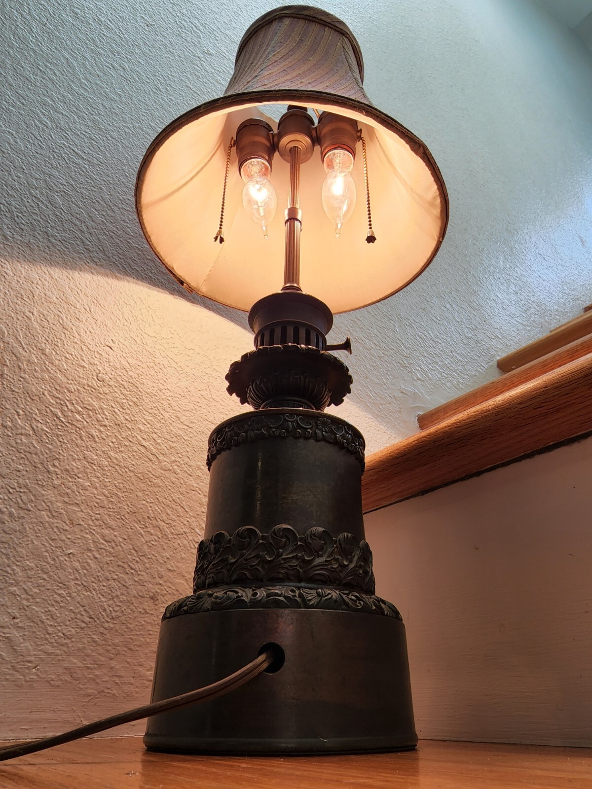 Antique Ornate French 19th Century Moderator Lamps (Pair) Modified to Electric