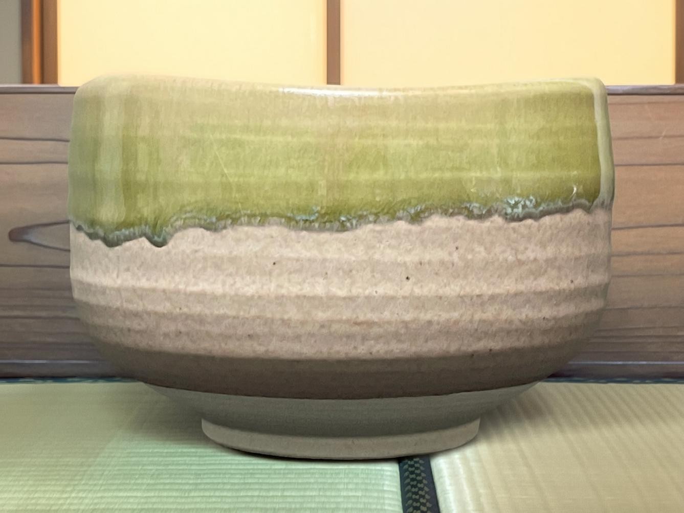 Mino Ware Matcha Bowl, Shaved Design, Dishwasher Safe, 8cm, 600cc, Used