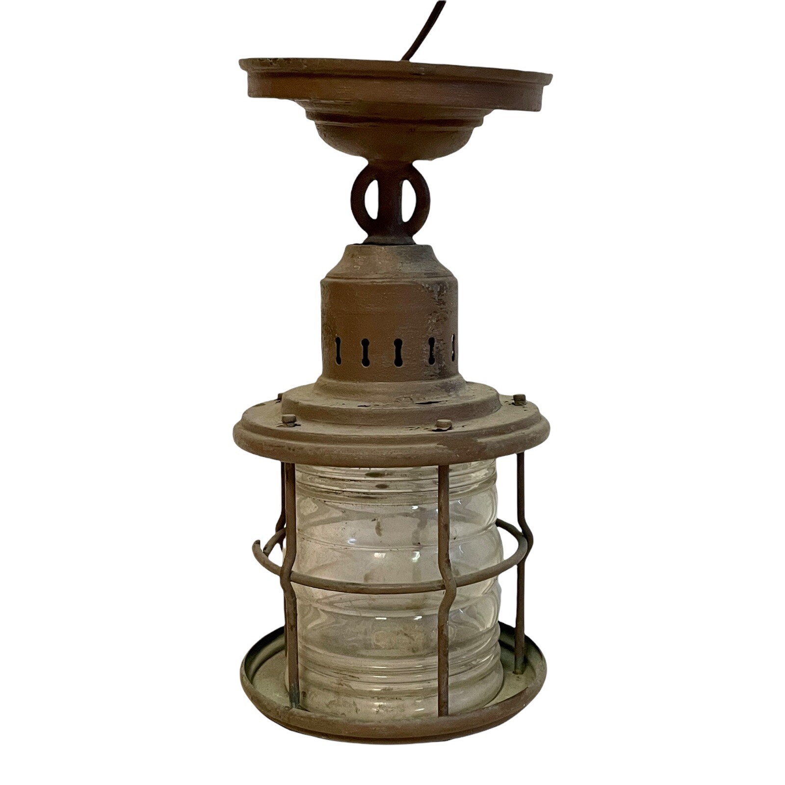 Vintage Antique Copper Brass Nautical Arts & Crafts Lantern Porch Light Ceiling