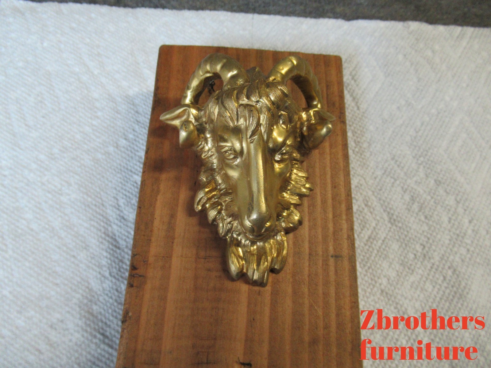 Vintage Brass Ormolu Rams Head Goat Hardware Pull Knob Handle dresser chest