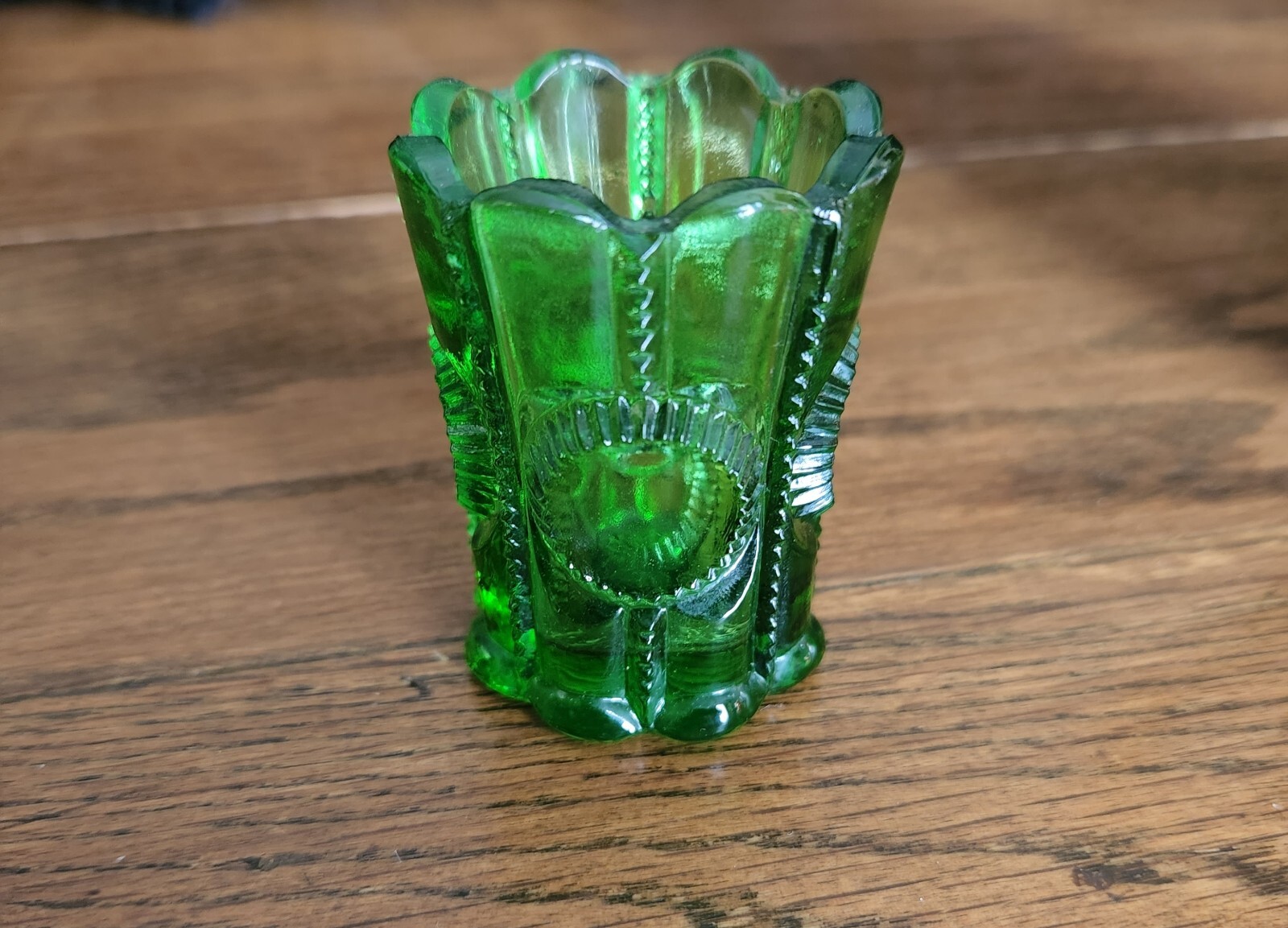 EAPG Green Glass Toothpick Match Holder OLD ANTIQUE L.G. Wright?