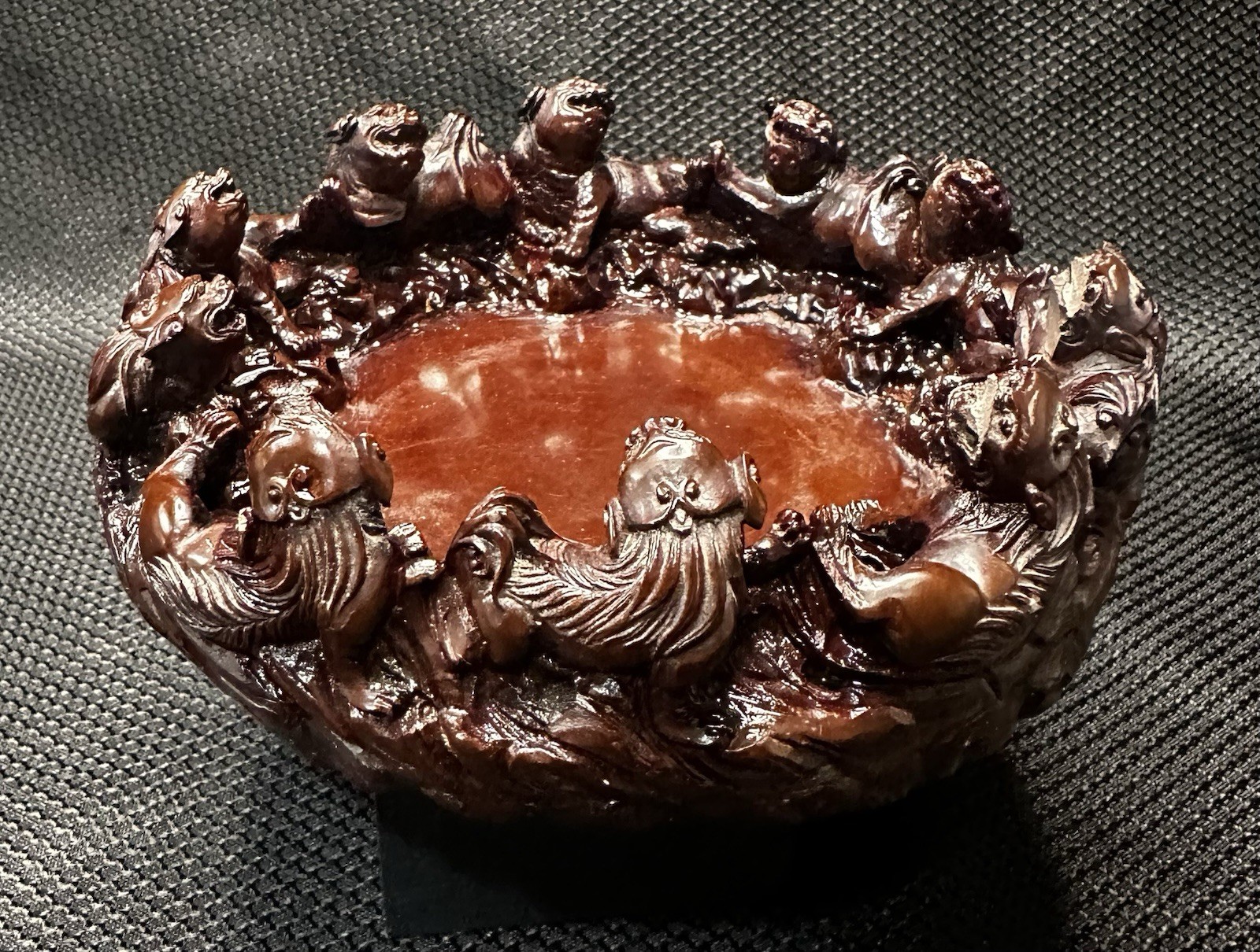Shoushan Stone Foo Dog Tiger Antique China Hand Carved Figure Treasure Bowl