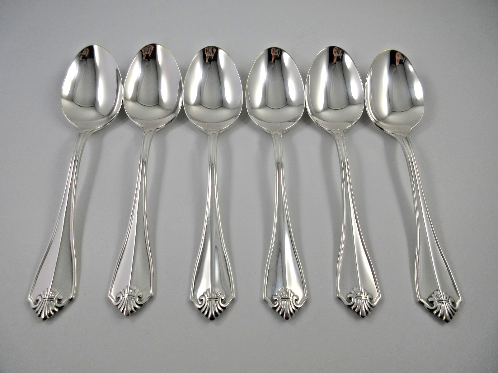Oneida Community Rogers KING JAMES 6 Oval Soup Spoons Silverplate Flatware USA