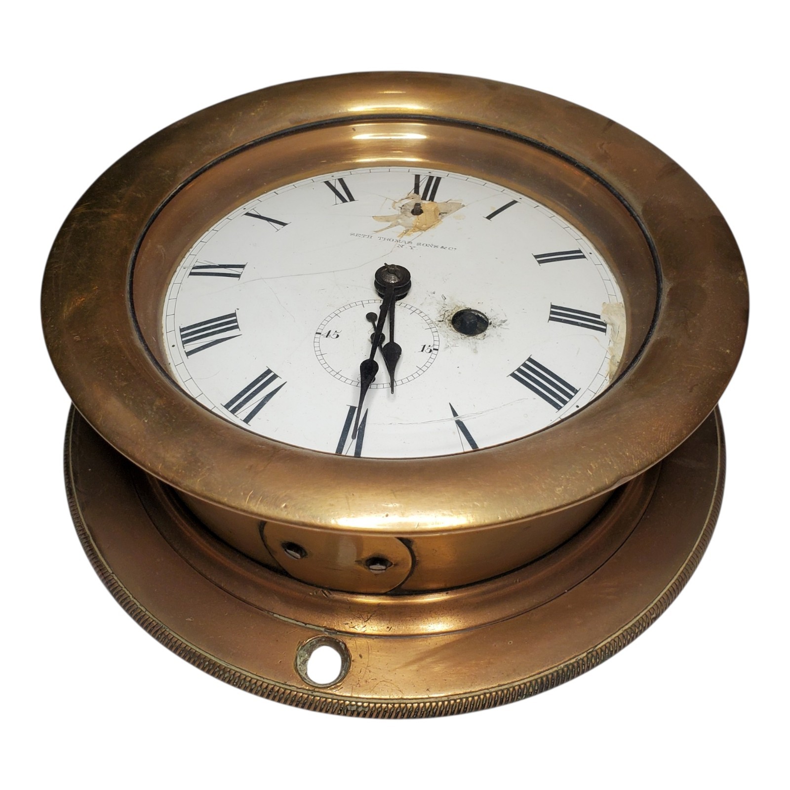 Early Antique Seth Thomas & Sons Brass Ship’s Clock