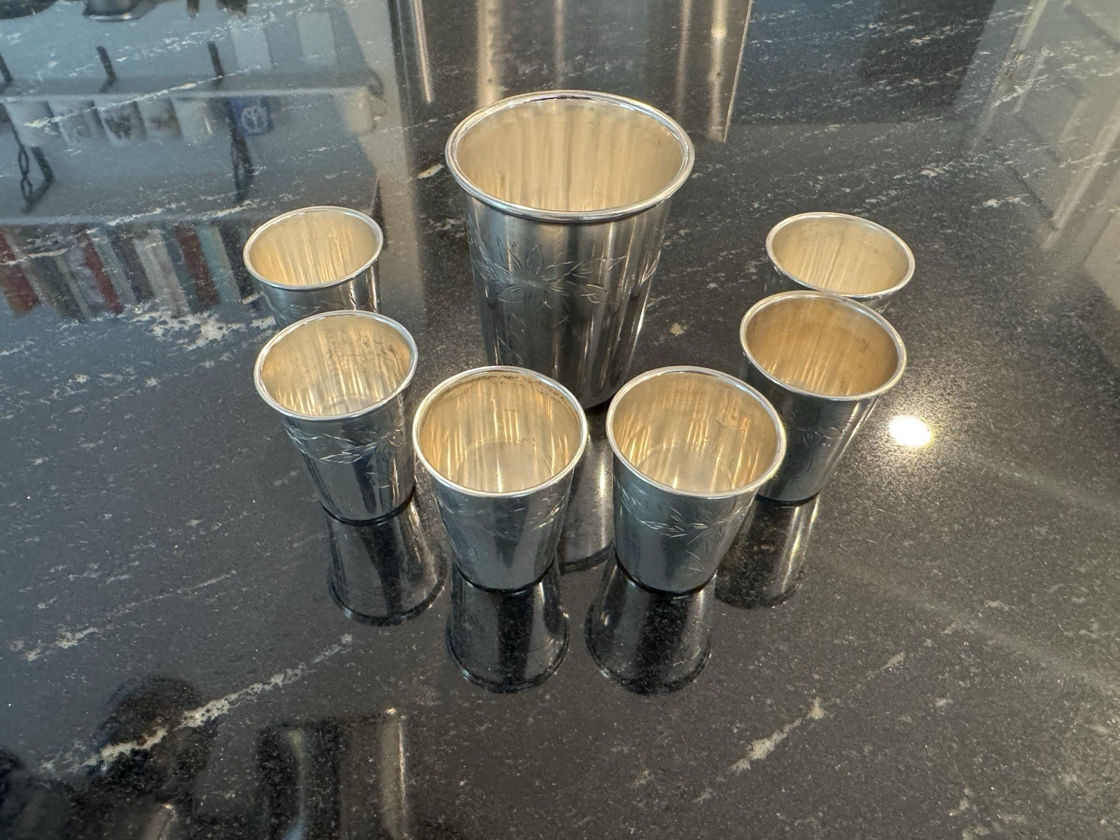 German 835 Silver Aperitif Cup Set Of 7 – 100 grams