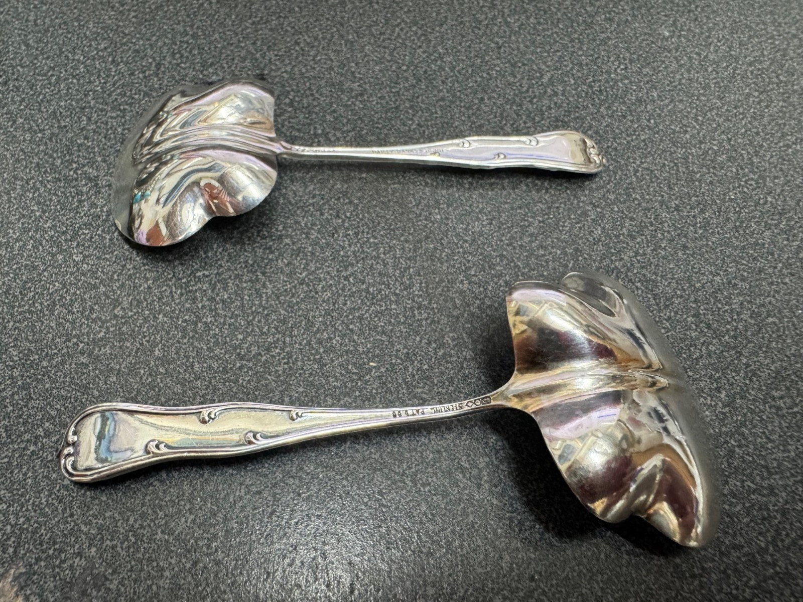 Rococo Candy Nut Spoons Pair Sterling Silver Floral Dominick Haff 1888 No Mono