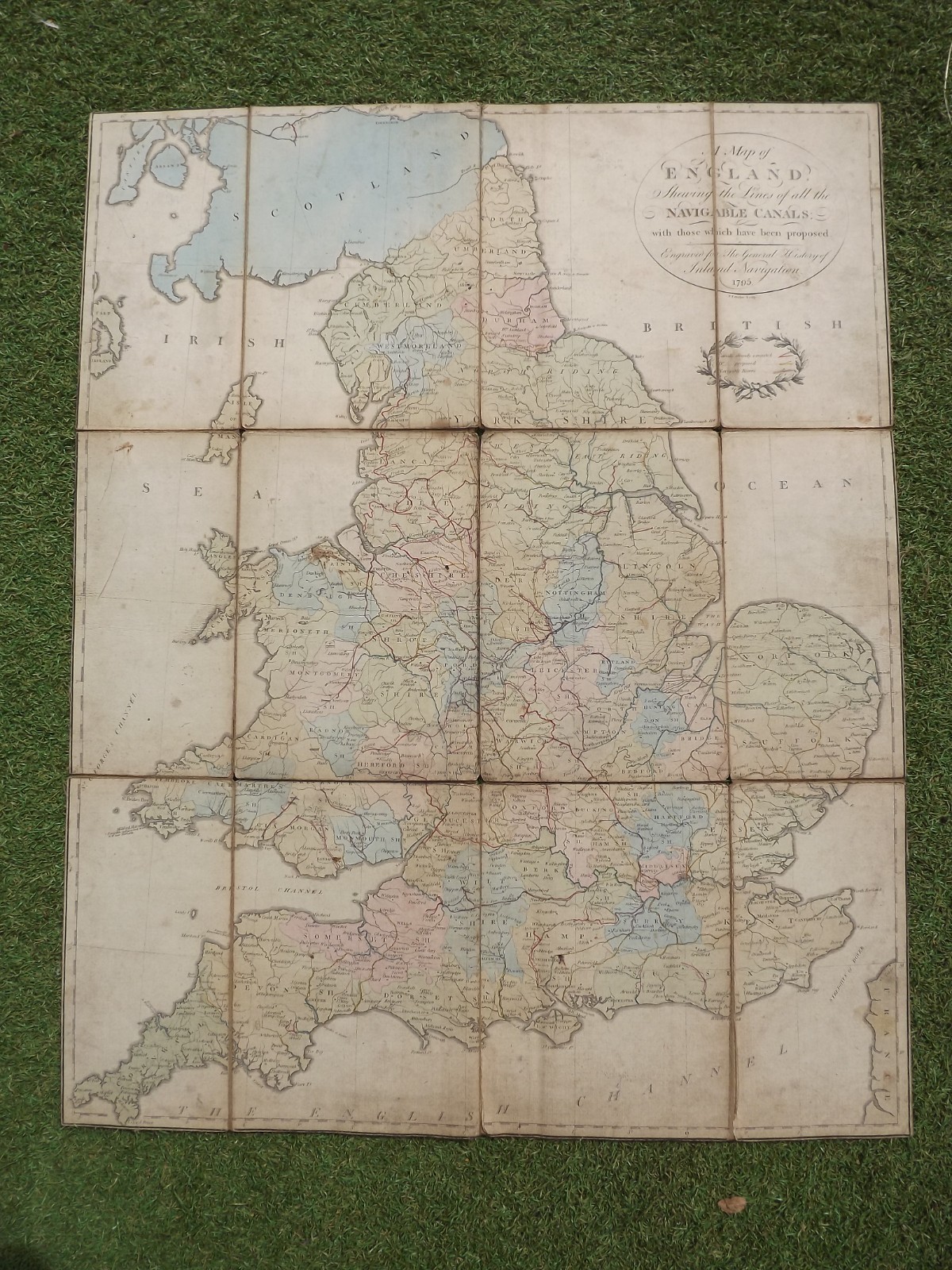 100% ORIGINAL LARGE MAP FOLDING CANAL NAVIGATION ENGLAND WALES BY CONDOR C1795