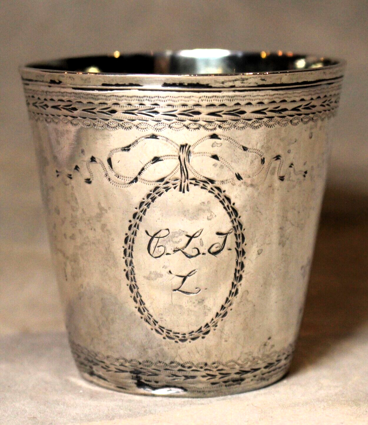 American Neoclasical Coin Silver Beaker by Caleb Beal (Boston c. 1780)