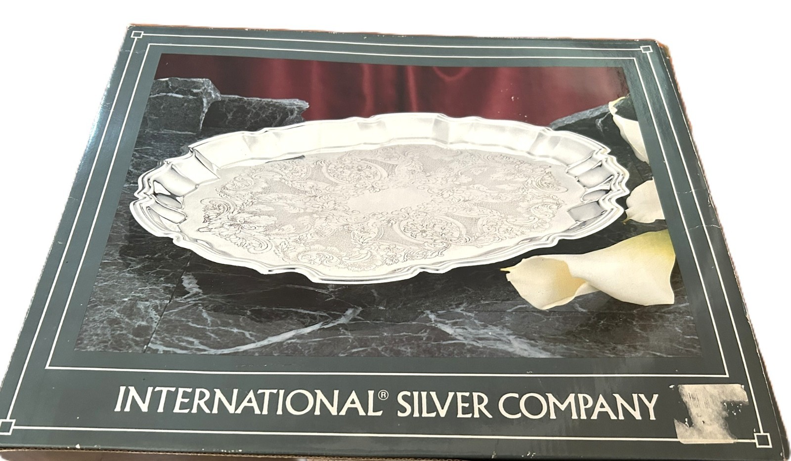 International Silver Chippendale Platter Silver Plated Oval Embossed 14.5 X 11.5