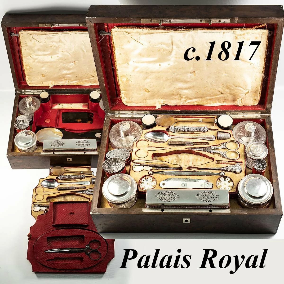 RARE c1817 Antique French Palais Royal Nécessaire de Voyage, Sterling Vanity Set