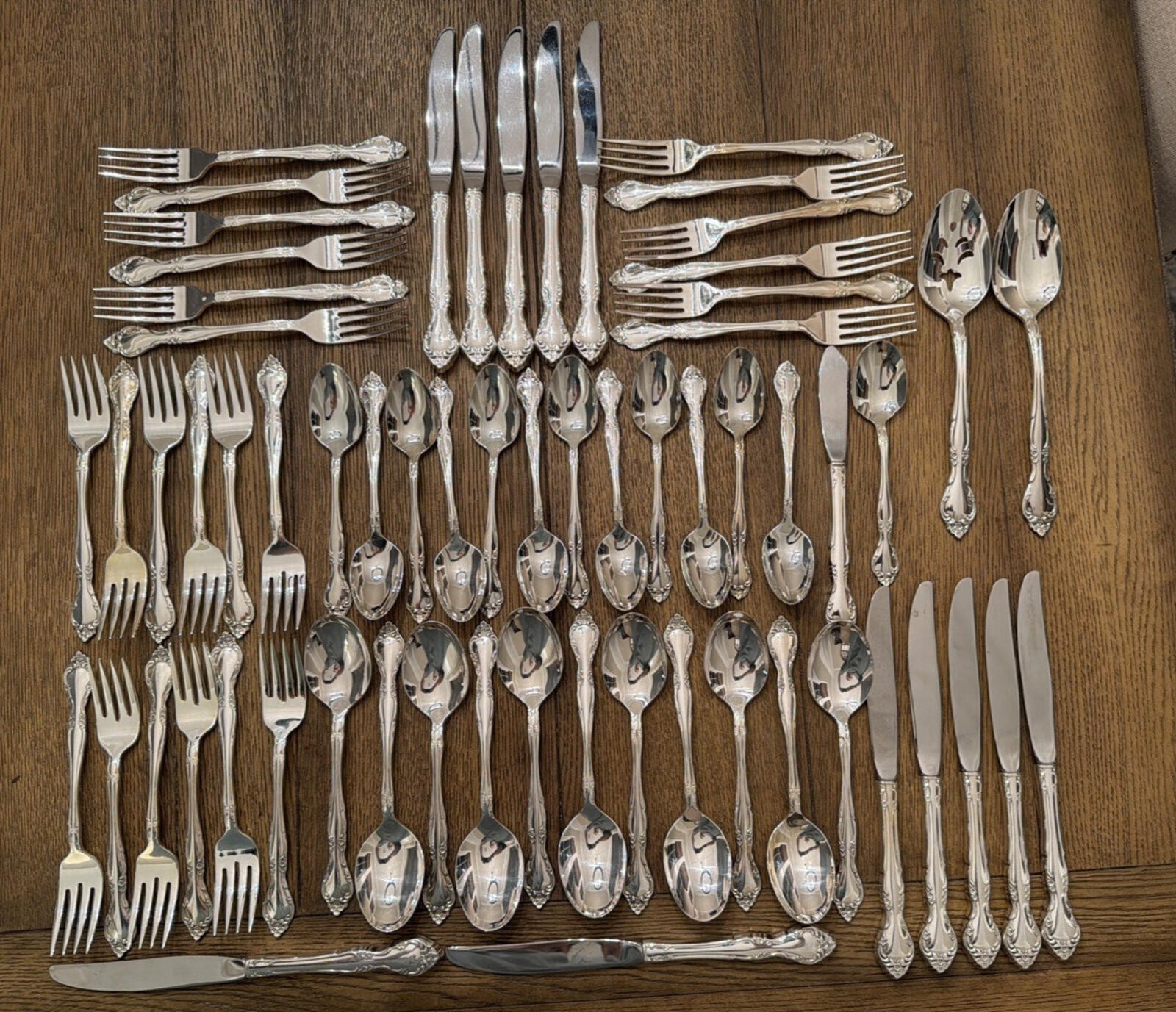 Oneida Community “Affection” Silverplate Flatware Set – Service for 12 (63 Pc)
