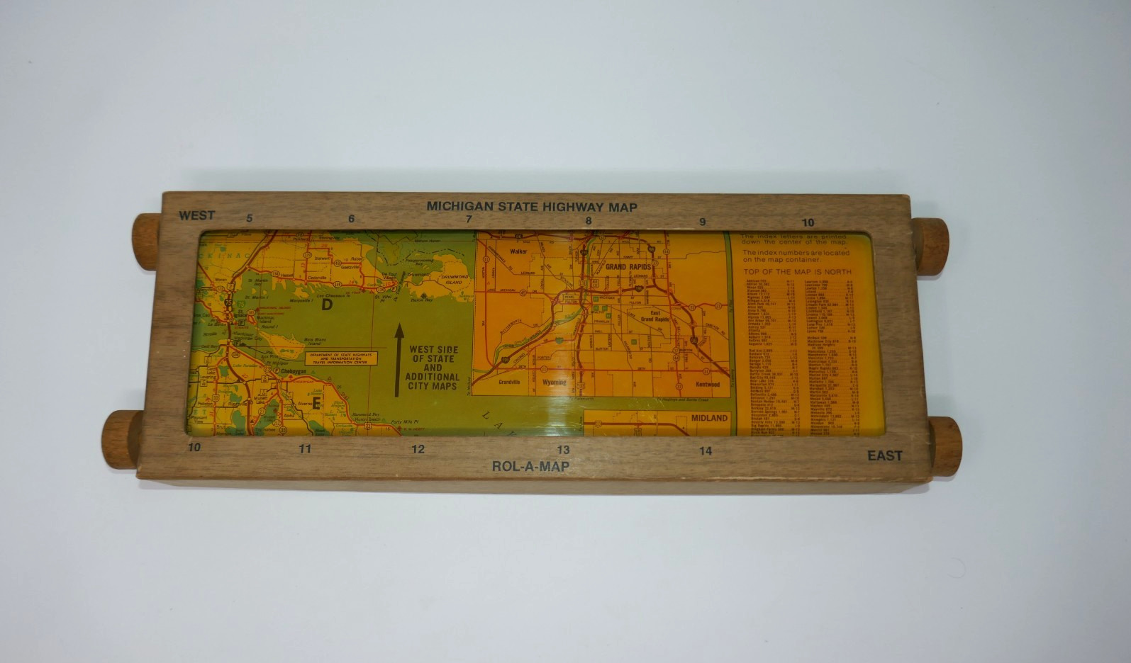 ROL-A-MAP Retro Michigan State Highway Mechanical Scroll Map Cardboard Case MCM
