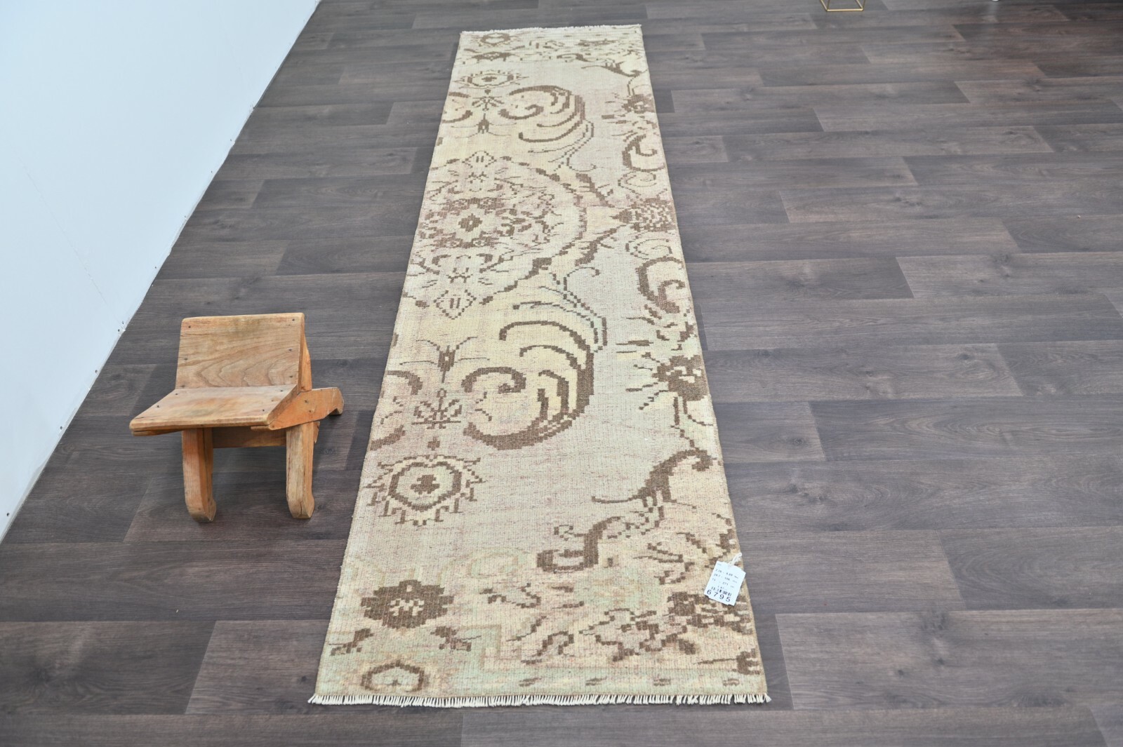 Vintage Turkish Runner Rug 2x9ft Wool Anatolian Handmade Hallway Oushak BEIGE
