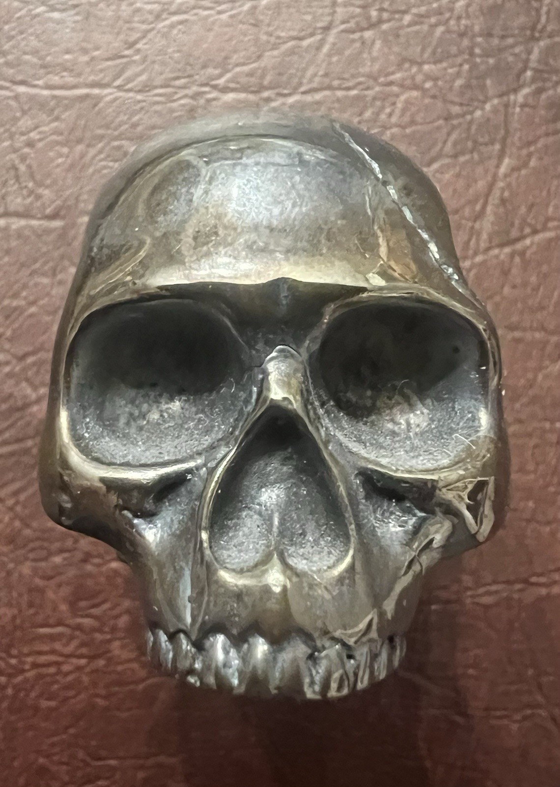 Antique Solid Sterling Silver Skull Memento Relic Figurine Statue 267 Grams Rare