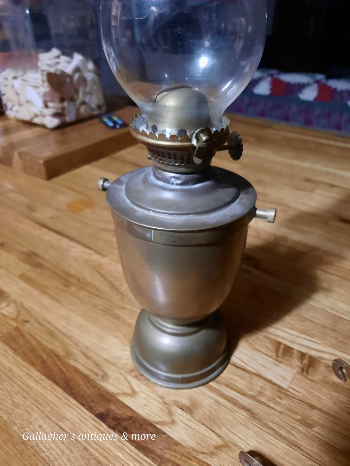 Vintage SHERWOODS Nautical Brass Weighted Gimbal Oil Lamp Birmingham England