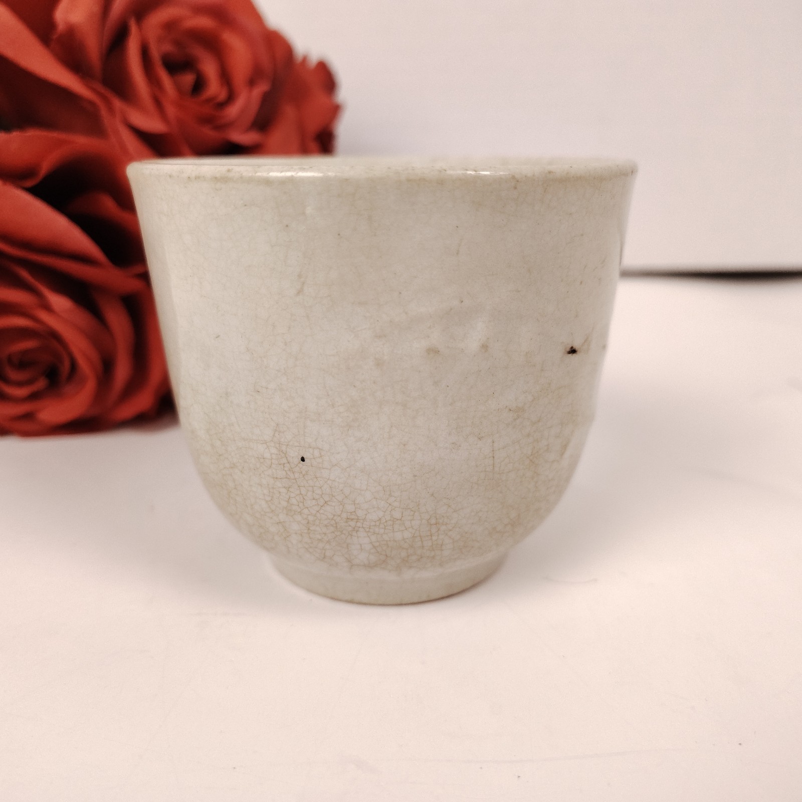 Antique Ceramic Rustic Cracked Glaze Pottery Cup 119 Year Old Family Heirloom
