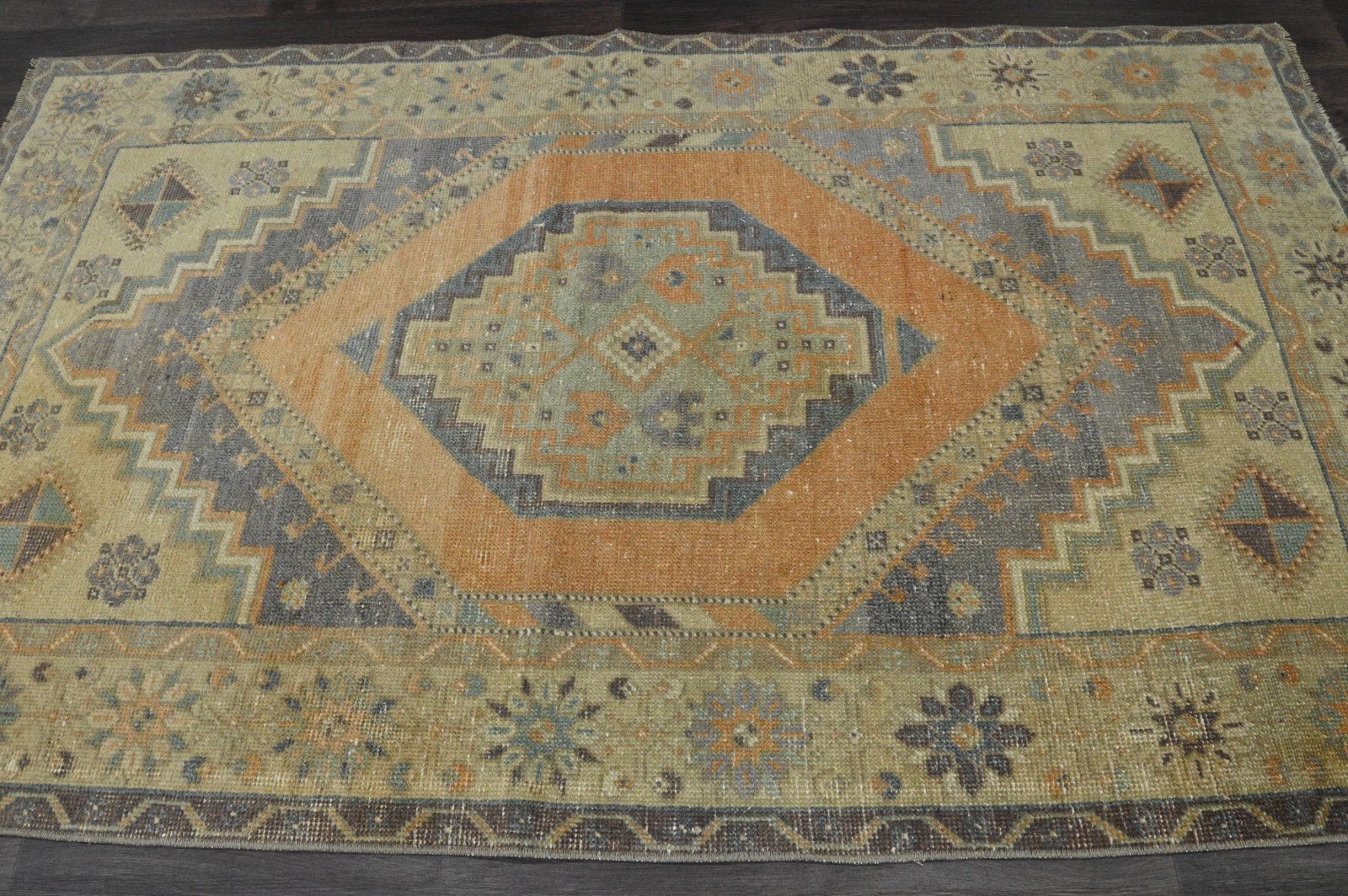 Oushak 3×6,Turkish Rug,vintage,anatolian,BEIGE,kilim,Bohemian,handmade,wool