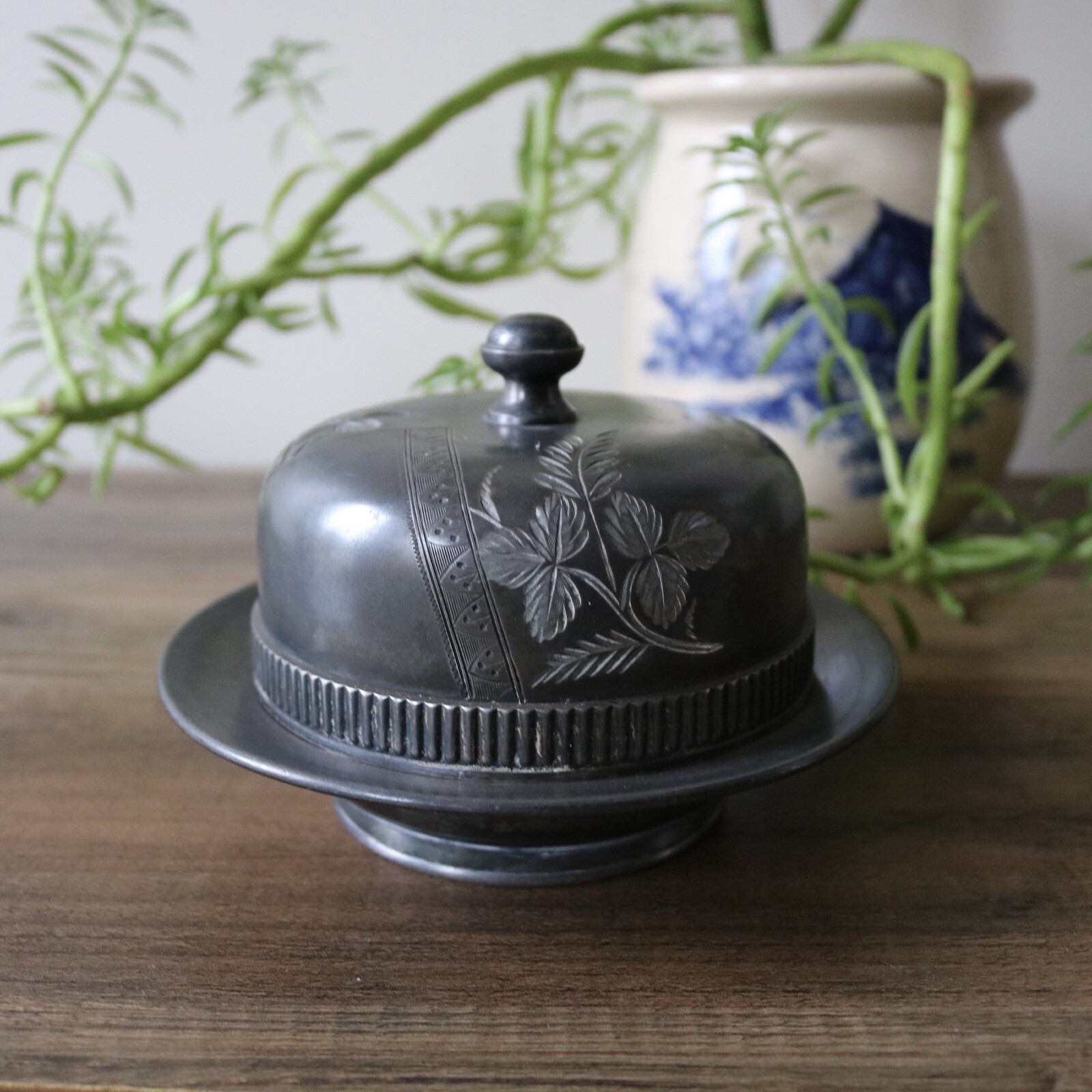 Vintage EG Webster & Son Incence Burner 3pcs Engraved Lid Quadruple Plate Silver