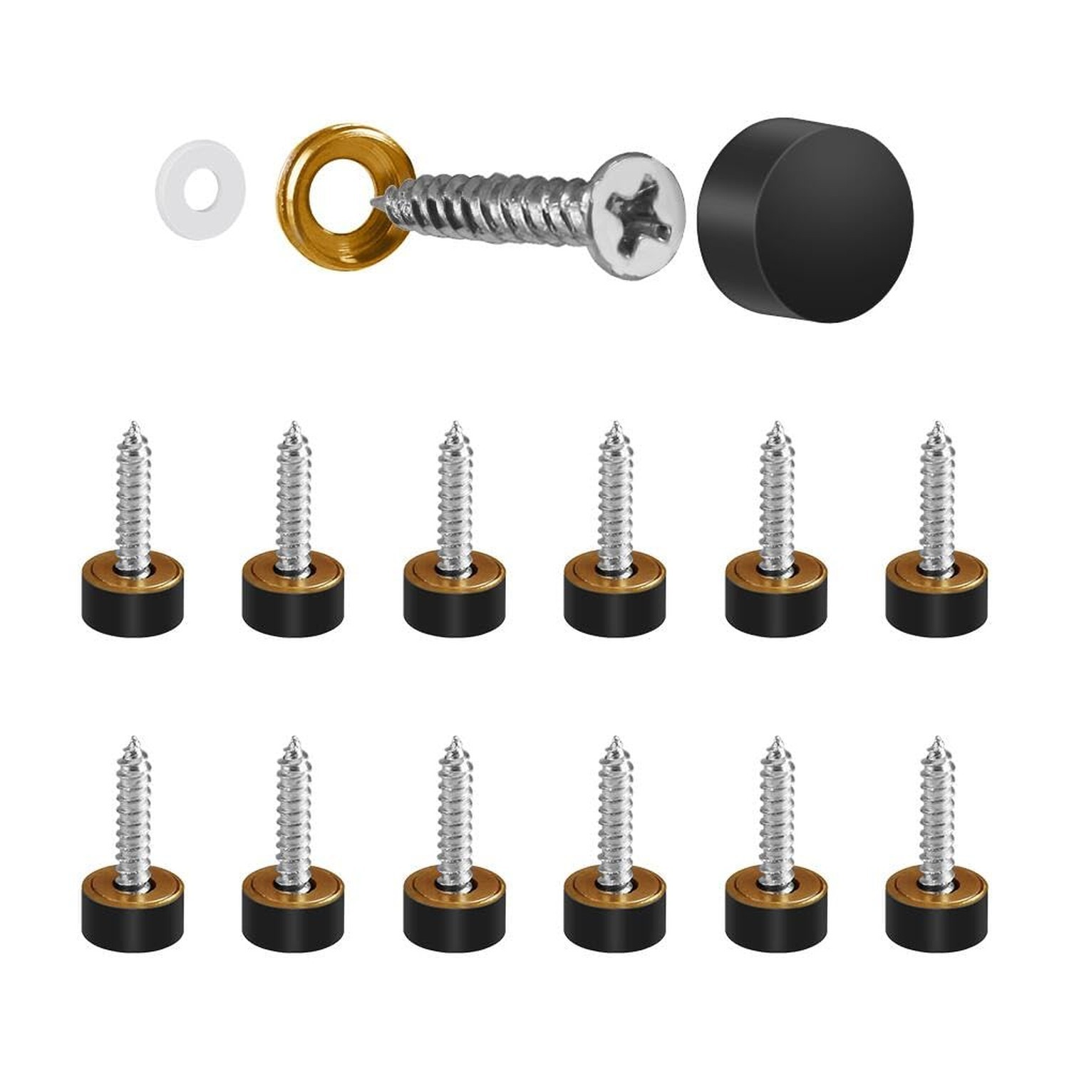 Mirror Screws with Decorative Caps Solid Brass Screw Cap Nails Black Mirror S…