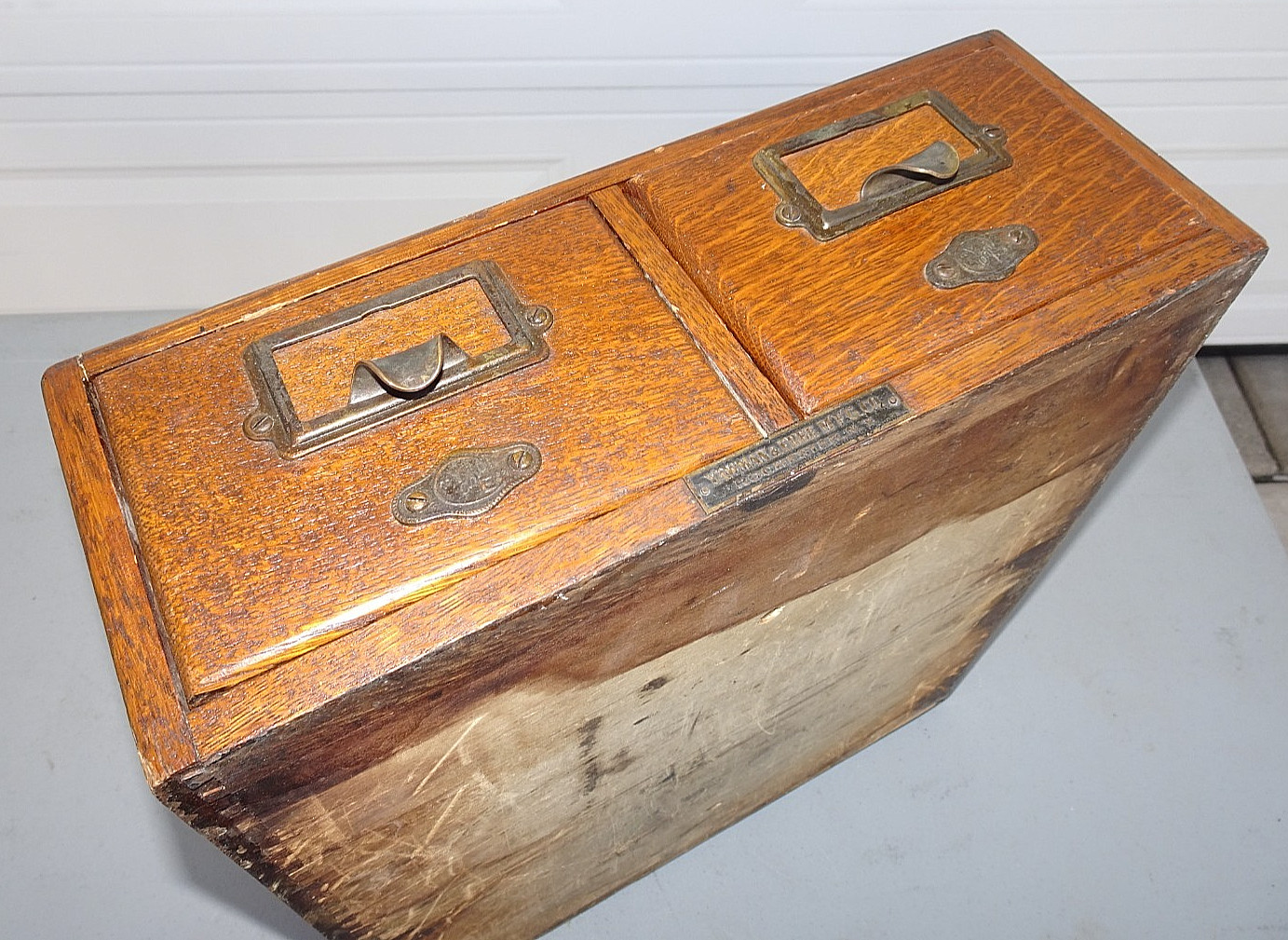 Antique Oak File Cabinet Library Index Yawman & Erbe – Law School University