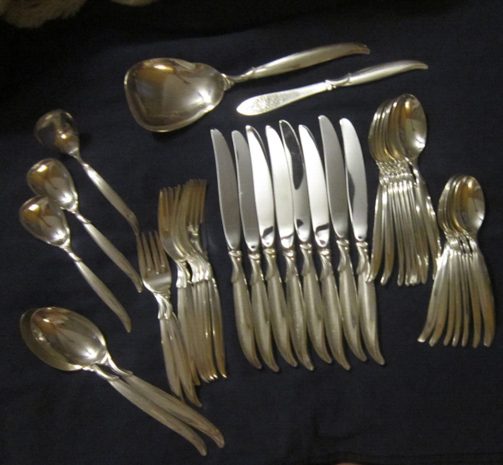 silverplated flatware 40 pc. partial set FLAIR 1956 Rogers IS International MCM