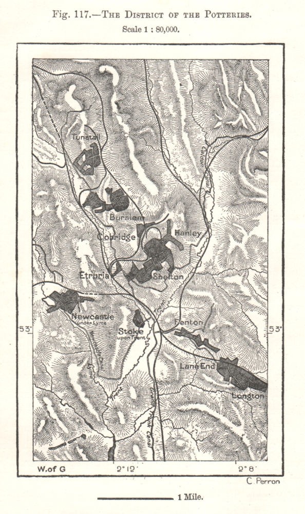 The District of the Potteries. Stoke upon Trent. Staffordshire. Sketch map 1885
