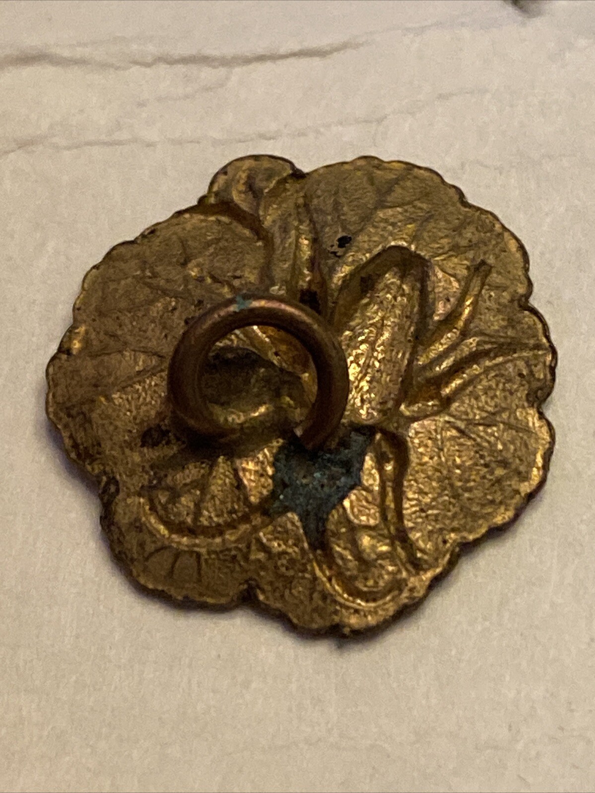 Antique Vtg Button Beetle on Leaf Aprx: 3/4″ #401-X