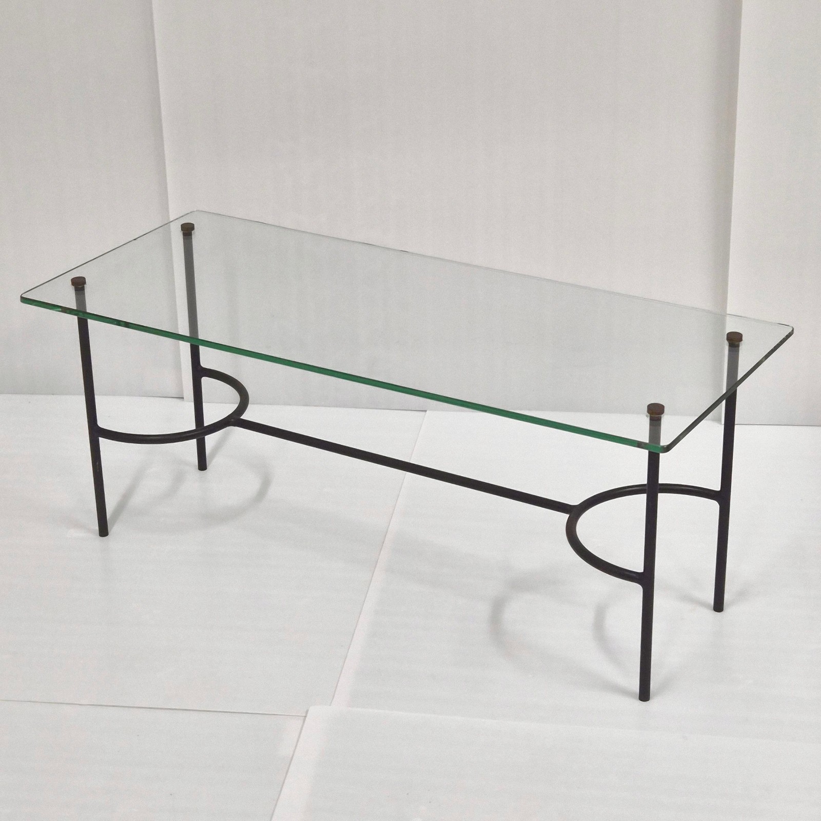 Coffee Table Vintage 1950 Steel Lacquer Black & Glass 50S 1950S Dlg Gem Guariche